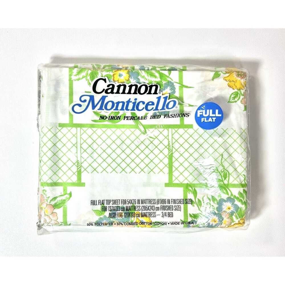 Cannon Monticello Full Flat Top Sheet for 54x76 In. Mattress Floral
